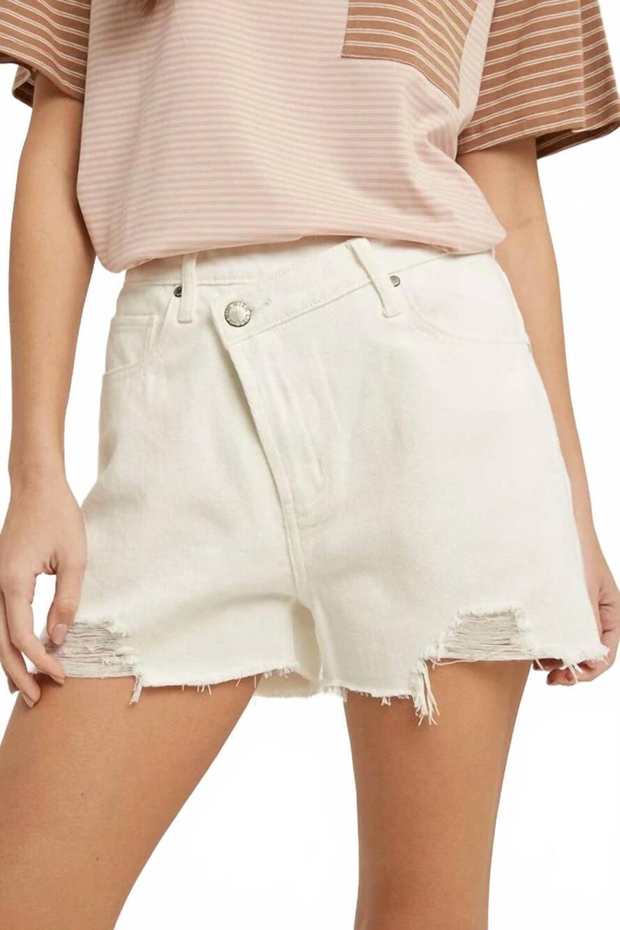 NEW WISHLIST overlap distressed denim shorts in white